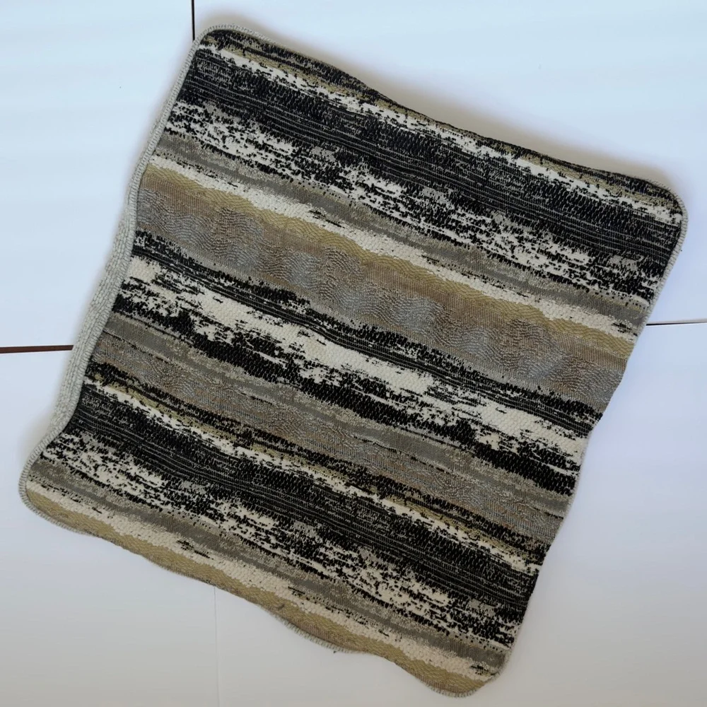 Striped Knit Pillow‎ Cover in Black, Gray & Cream